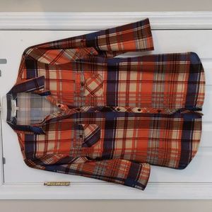 Eden & Olivia Orange and Blue Plaid Shirt